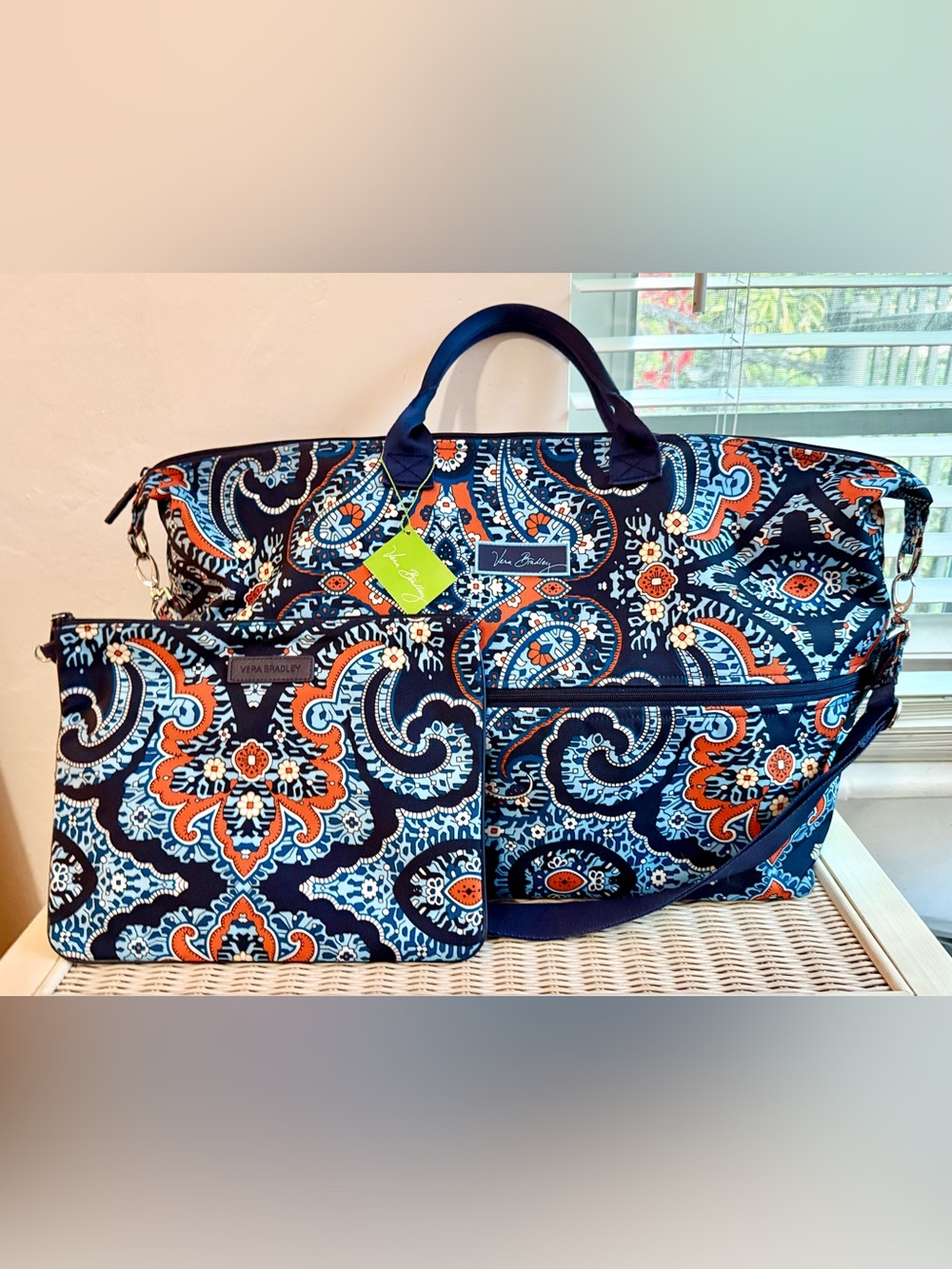 Vera Bradley Marrakesh Grand Expandable Weekender Travel Bag Paisley Print Tote